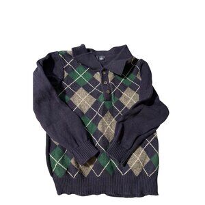 Janie and Jack Blue Argyle Collared Sweater – Size 2T (Boys)